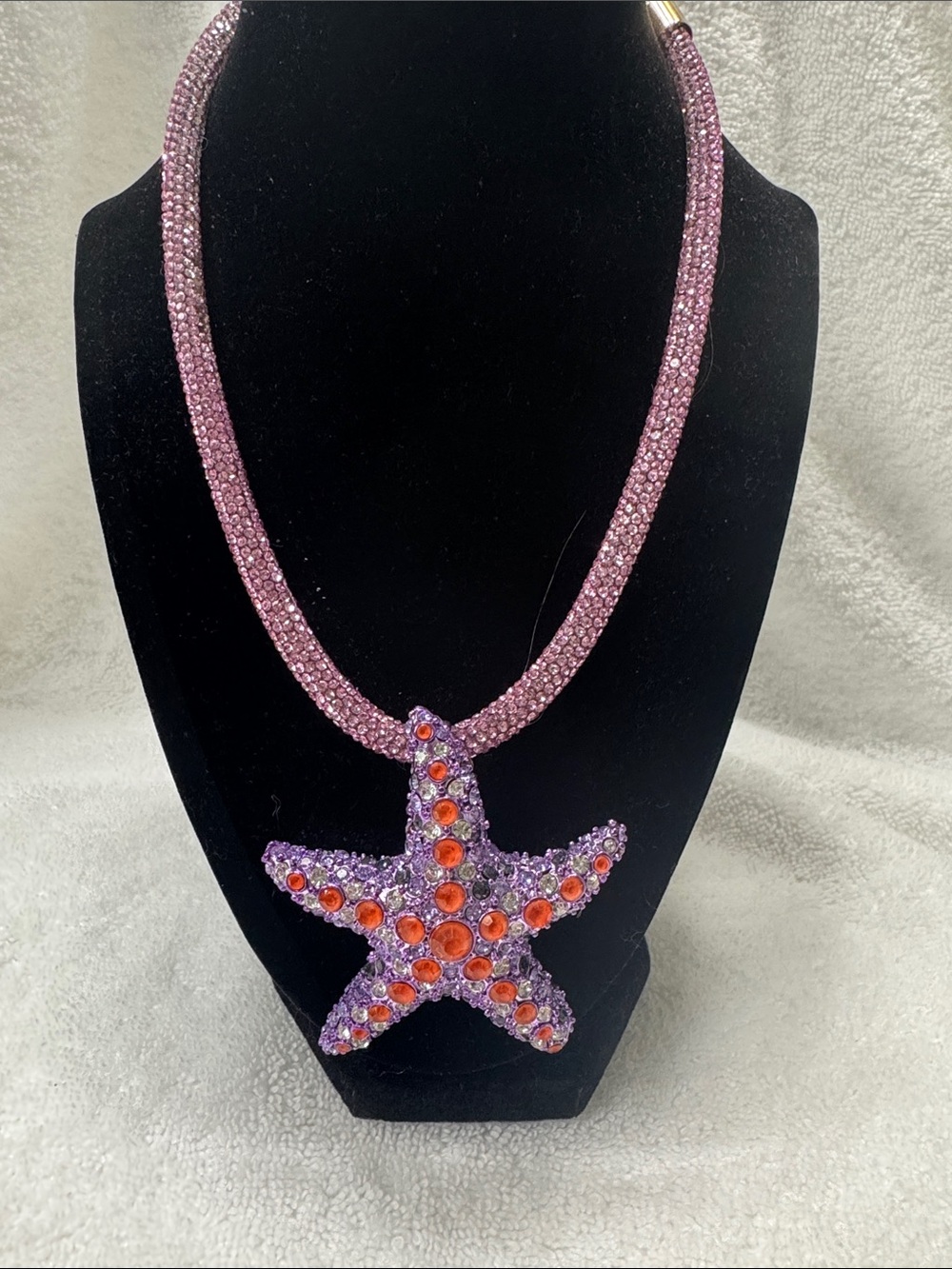 Betsey Johnson Purple Starfish Necklace with Orange Accents